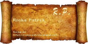 Roska Patrik névjegykártya